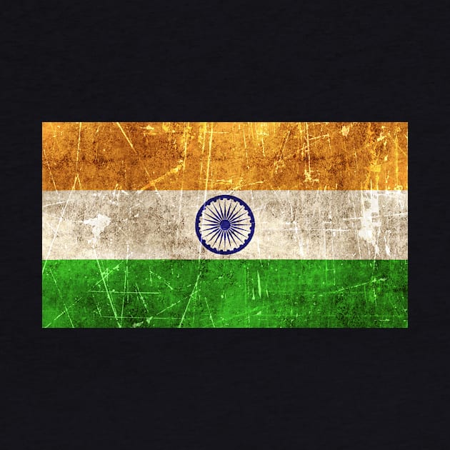 Vintage Aged and Scratched Indian Flag by jeffbartels